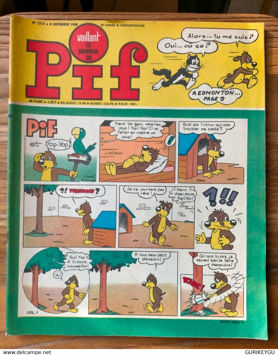 Vaillant Le Journal De PIF N° 1214 TOTOCHE DAVY CROCKETT  LES AS GAI LURON Teddy Ted PIFOU 05/09/1968 TBE - Pif & Hercule