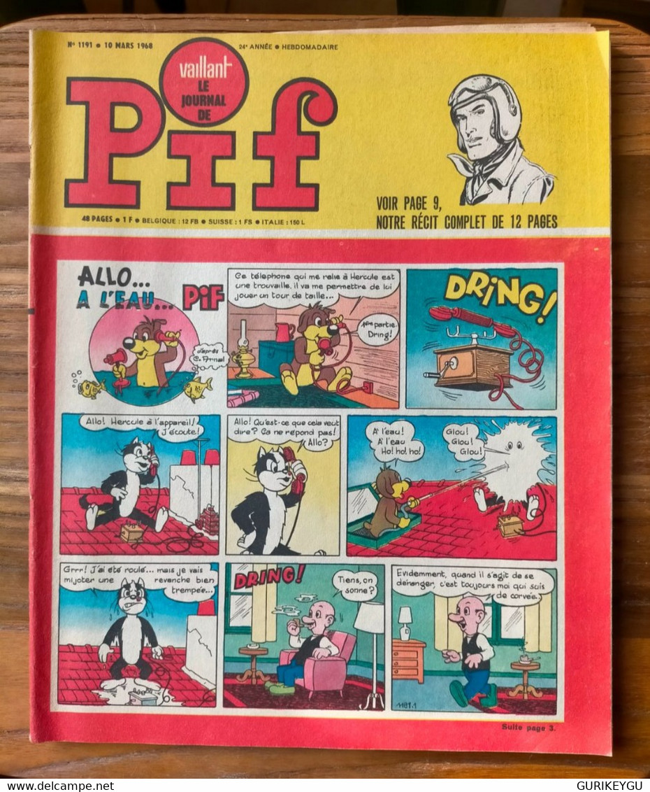 Vaillant Le Journal De PIF N° 1191 TOTOCHE Bob Mallard Et Puchon LES AS GAI LURON Teddy Ted PIFOU 10/03/1968 TBE - Pif & Hercule