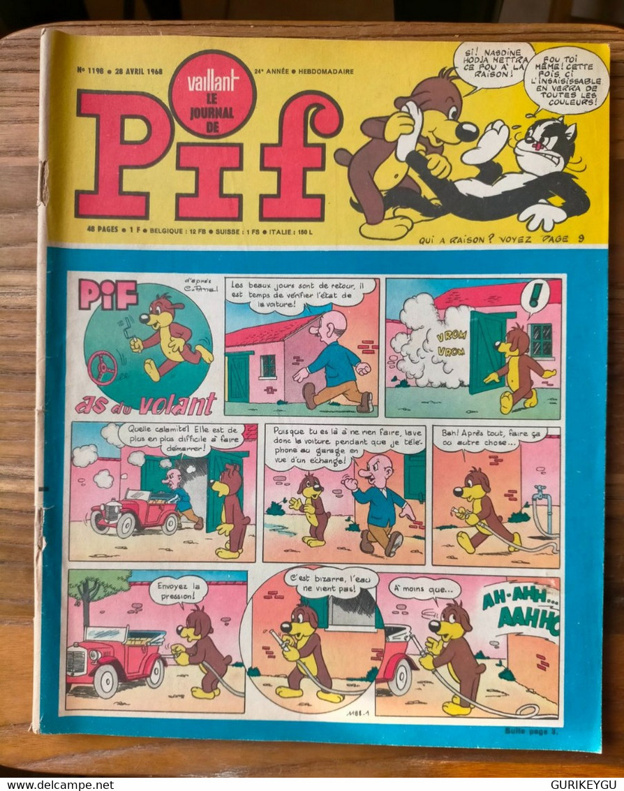 Vaillant Le Journal De PIF N° 1198 TOTOCHE NASDINE HODJA  LES AS GAI LURON Teddy Ted PIFOU 28/03/1968 BE - Pif & Hercule