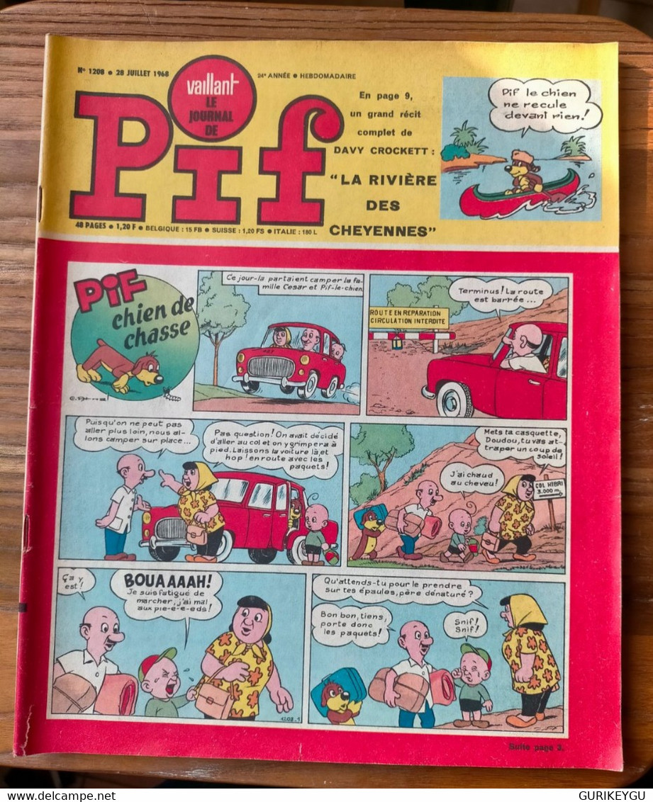 Vaillant Le Journal De PIF N° 1208 TOTOCHE Davy Crockett LES AS GAI LURON Teddy Ted PIFOU 28/07/1968 BE - Pif & Hercule