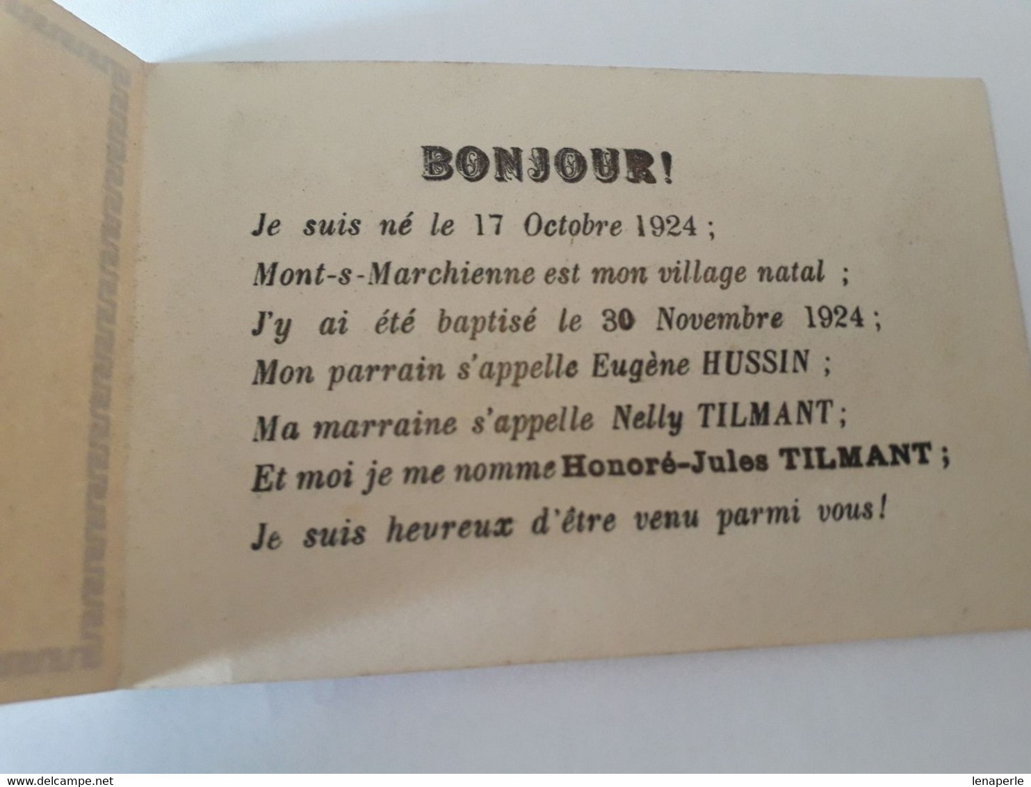 A2795 Faire Part De Baptême  Mignonette 1924 - Nacimiento & Bautizo