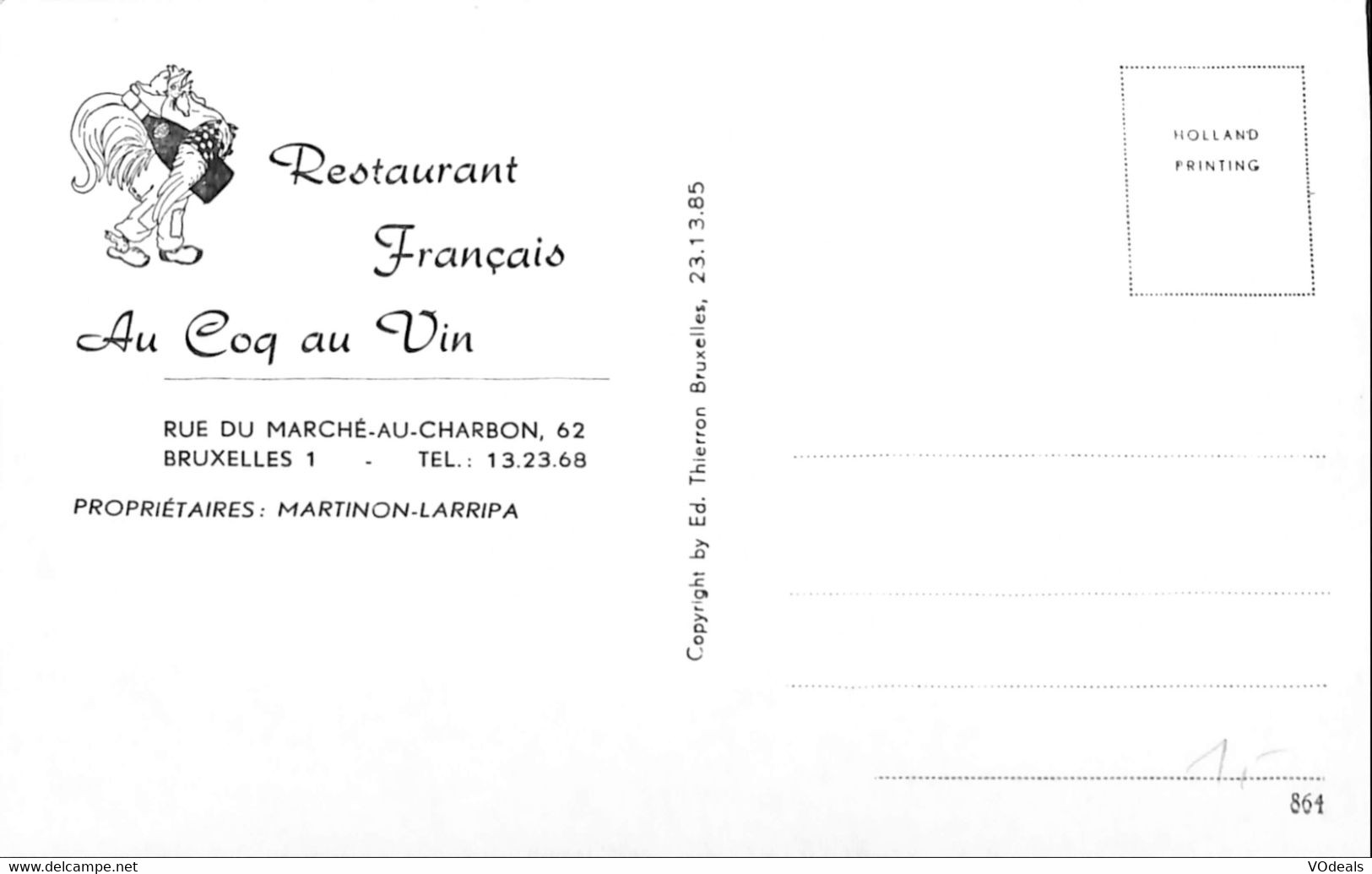 038 650 - CPA - Belgique - Bruxelles - Au Coq Au Vin - Bar, Alberghi, Ristoranti