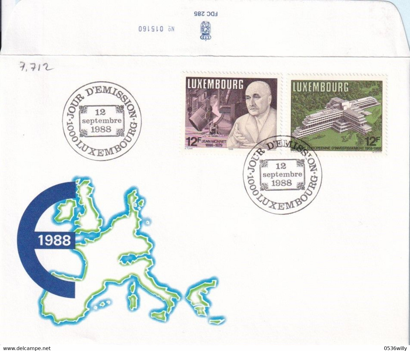 Luxembourg - FDC Monnet/Investitionsbank (7.712) - Cartas & Documentos