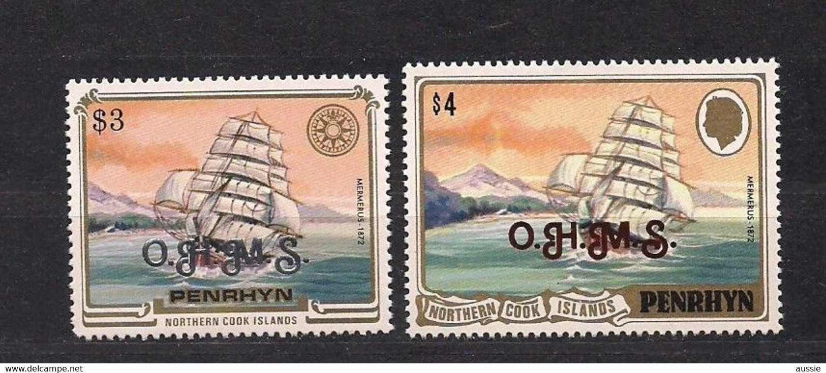 Penrhyn 1985-1986 Yvertn° Service 38-39 O.H.M.S.  *** MNH Cote 13,50 € Bateaux Ships Boten - Penrhyn