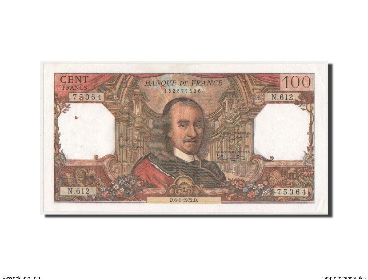 Billet, France, 100 Francs, 100 F 1964-1979 ''Corneille'', 1972, SUP - 100 F 1964-1979 ''Corneille''