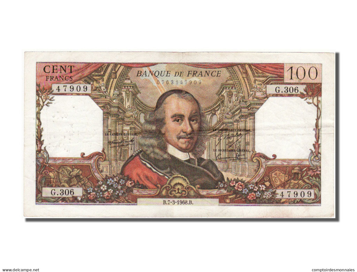 Billet, France, 100 Francs, 100 F 1964-1979 ''Corneille'', 1968, 1968-03-07 - 100 F 1964-1979 ''Corneille''