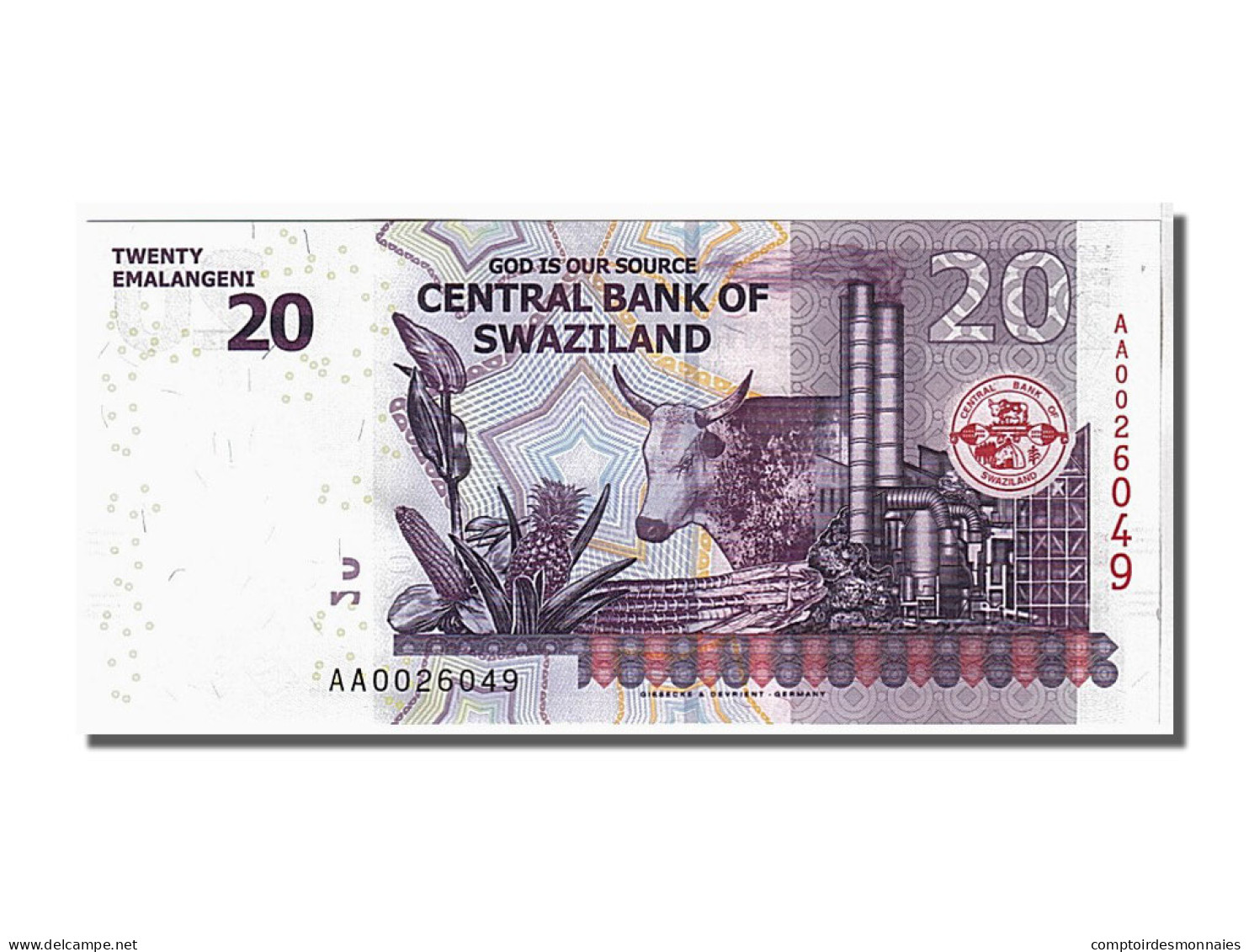 Billet, Swaziland, 20 Emalangeni, 2010, 2010-09-06, NEUF - Swasiland