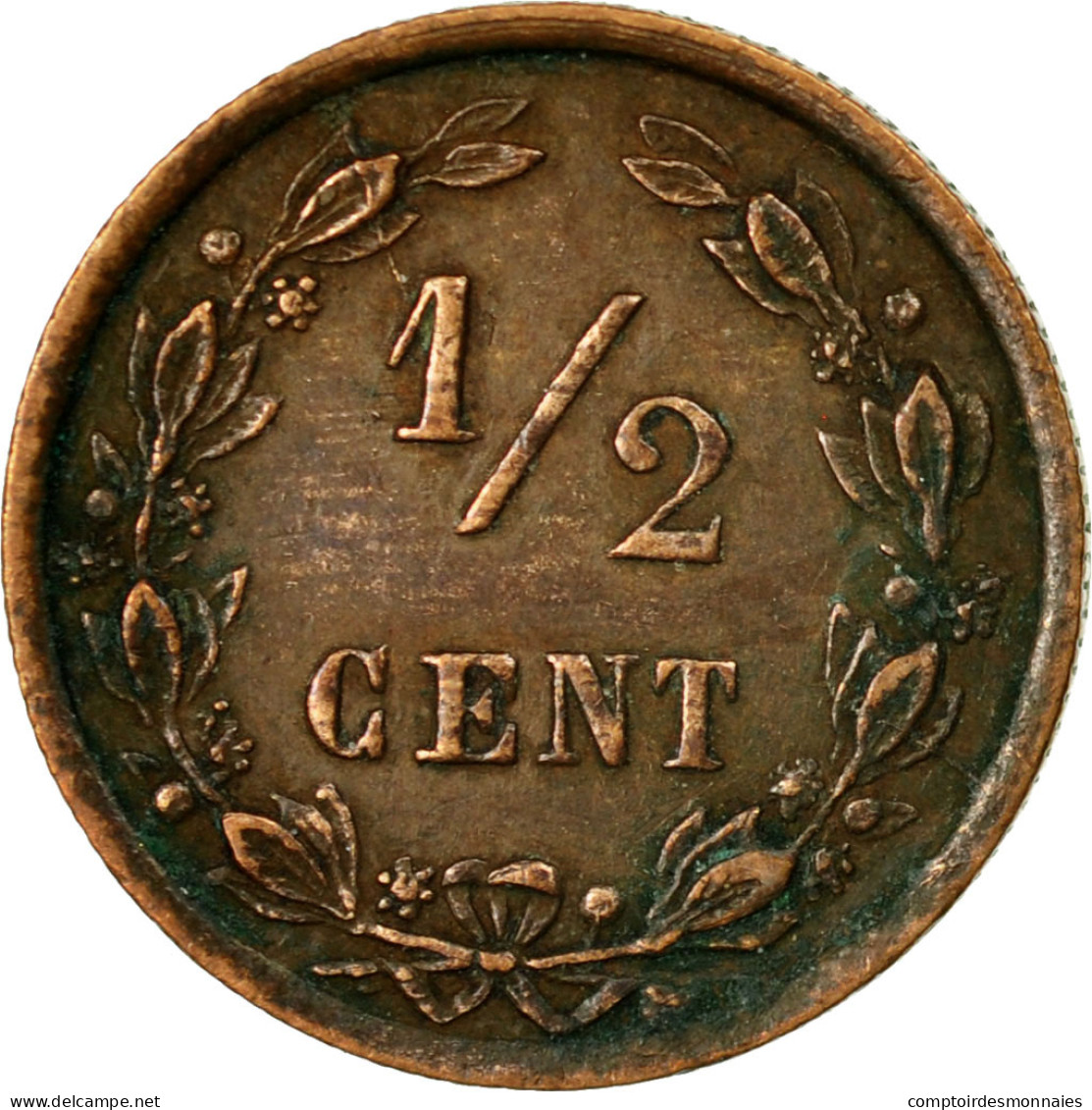 Monnaie, Pays-Bas, Wilhelmina I, 1/2 Cent, 1900, TTB, Bronze, KM:109.2 - 0.5 Centavos