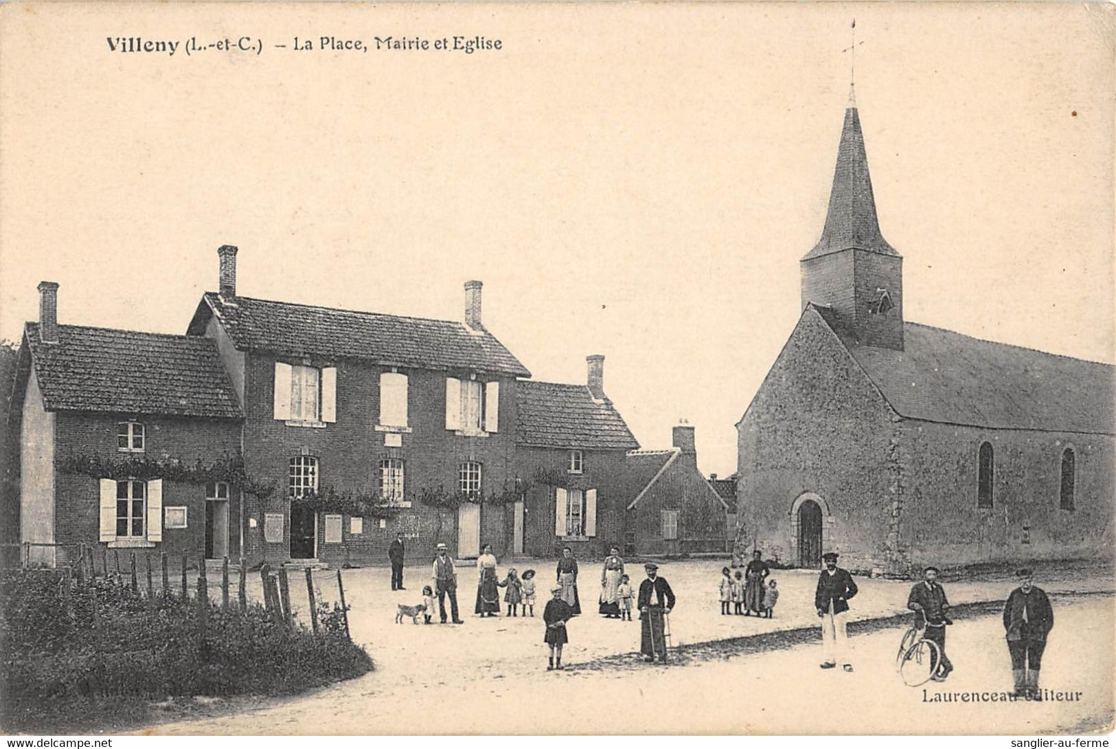 CPA 41 VILLENY LA PLACE MAIRIE EGLISE - Andere & Zonder Classificatie