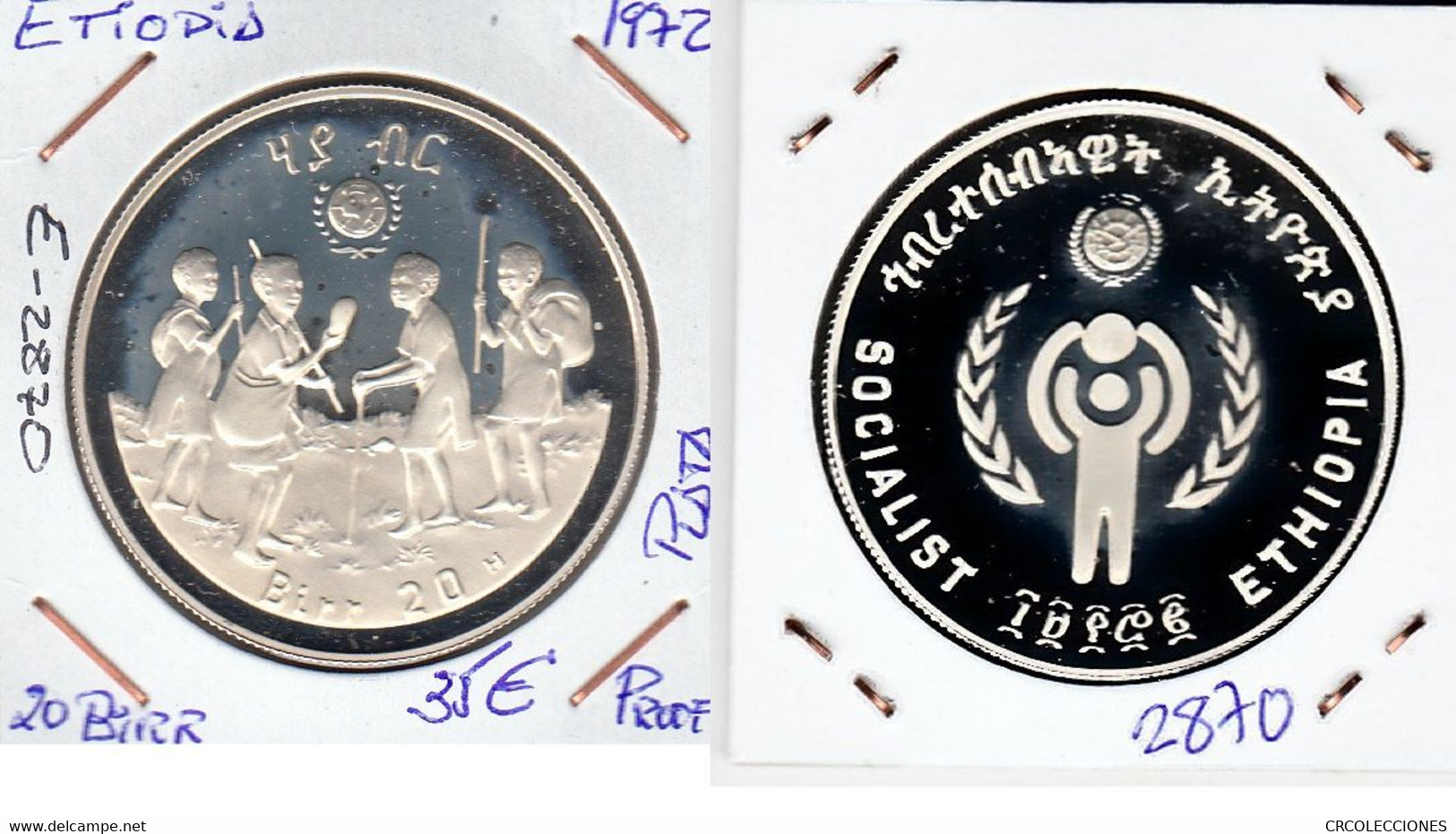 E2870 MONEDA ETIOPIA 20 BIRR 1972 PLATA PROOF 35 - Ethiopia