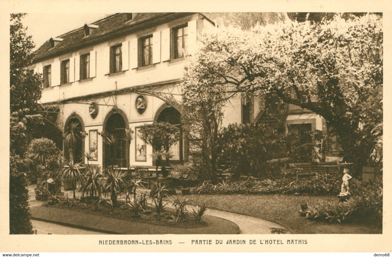 Niederbronn les bains Hôtel Matthis lot de 4 cartes Hôtel , Jardin  , Vestibule , Chambre  CPA 67 Bas Rhin Alsace