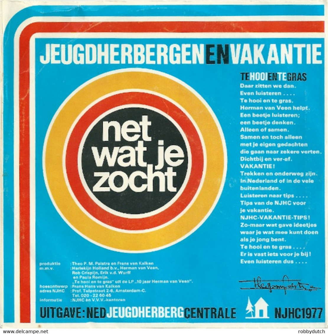 * 7" *   Herman Van Veen - Te Hooi En Te Gras - Otros - Canción Neerlandesa