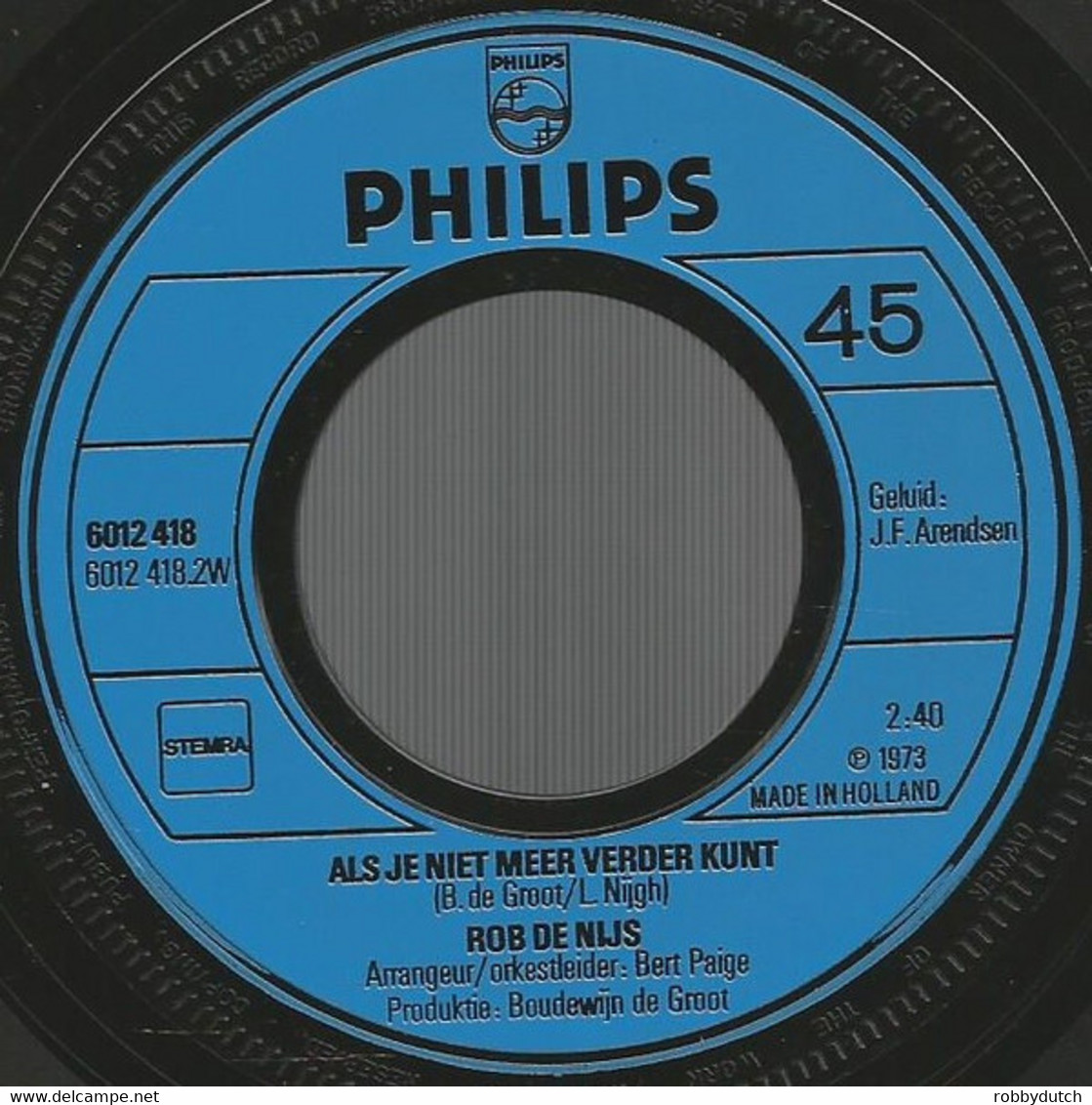 * 7" *   Rob De Nijs - Hé Speelman (Holland 1974) - Other - Dutch Music