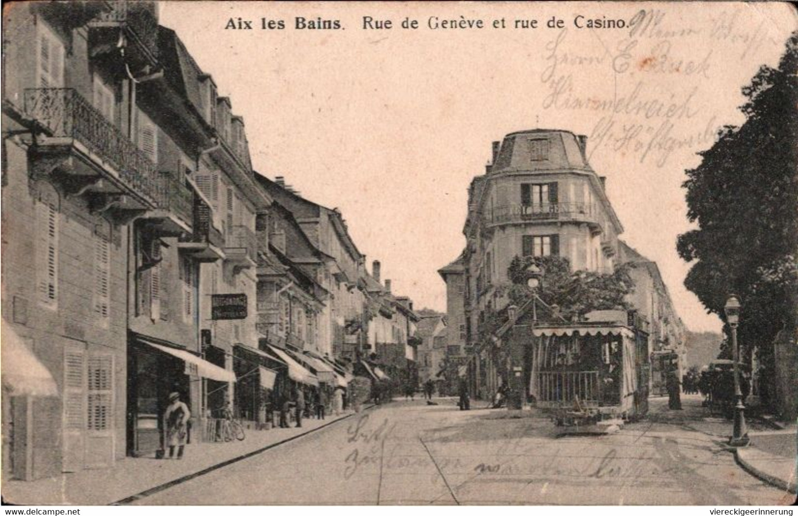 ! [73] Cpa Aix-les-Bains , Rue De Geneve, Tram, Straßenbahn - Aix Les Bains