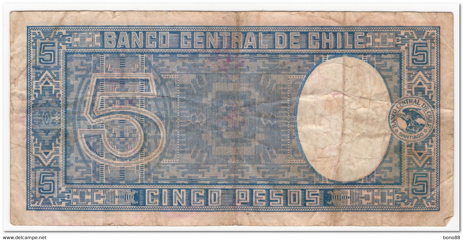 CHILE,5 PESOS,1935,P.91c,AF,SMALL CUT - Chili