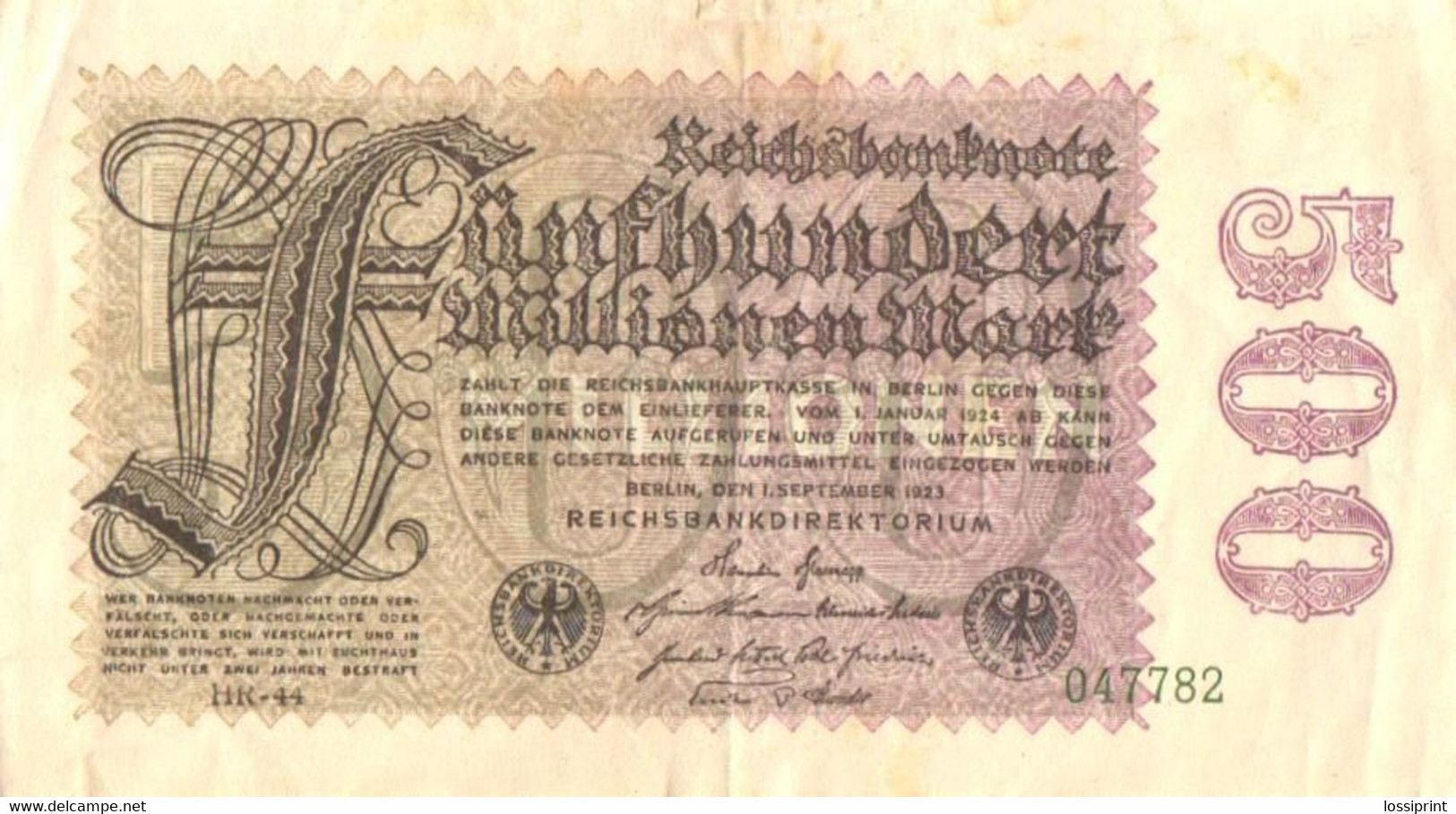 Germany:500 Millionen Mark 1923 - 500 Mio. Mark