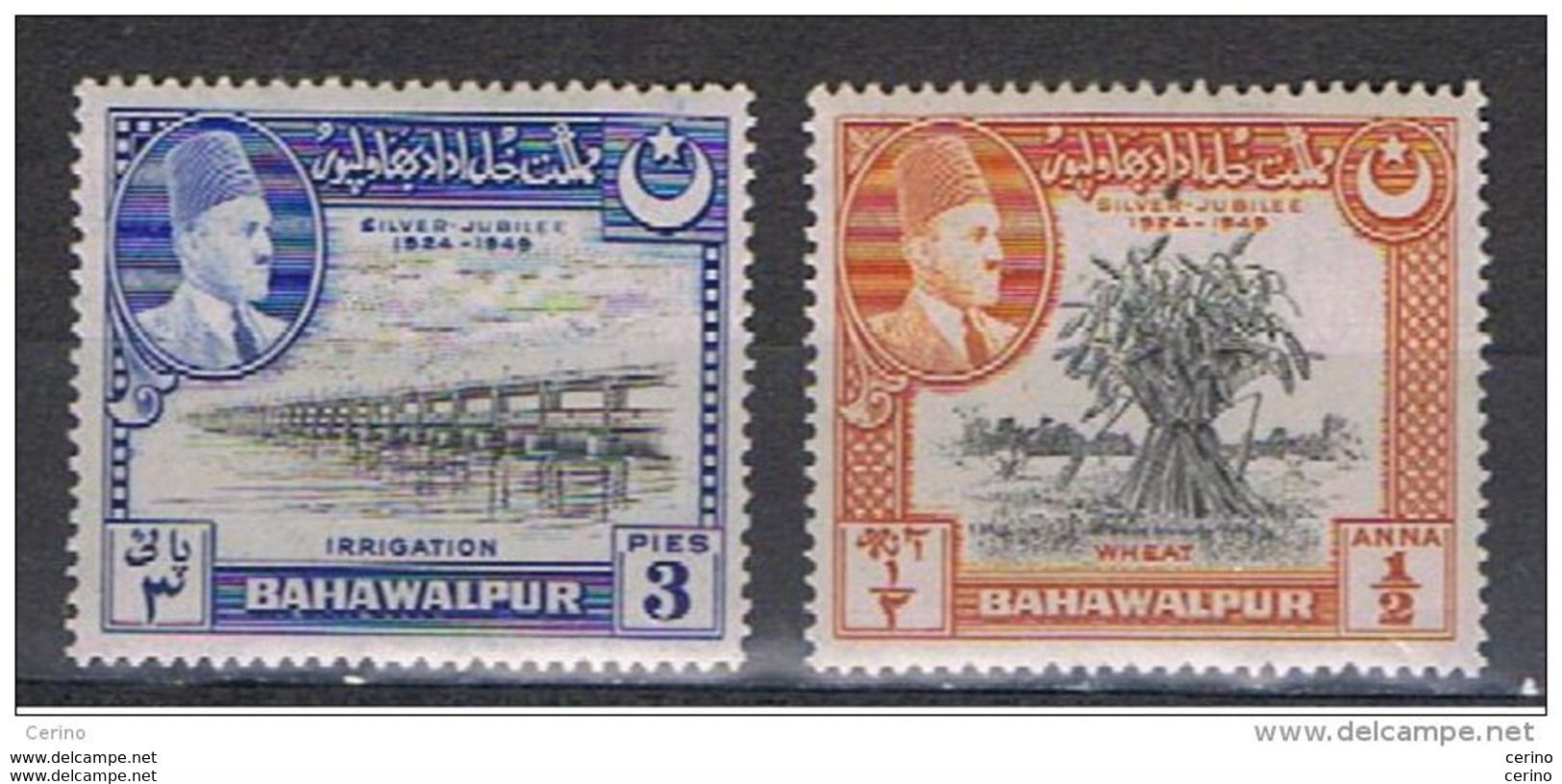 BAHAWALPUR:  1949  EFFIGY  -  2  UNUSED  STAMPS  -  YV/TELL. 18 + 19 - Bahawalpur