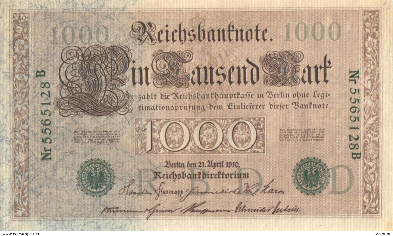 Germany:1000 Mark 1910, Green Serial Number - 1.000 Mark