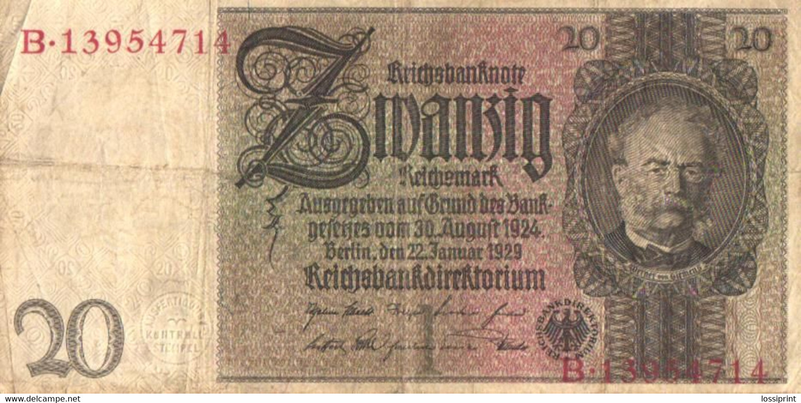 Germany:20 Mark 1924/1929 - 20 Mark