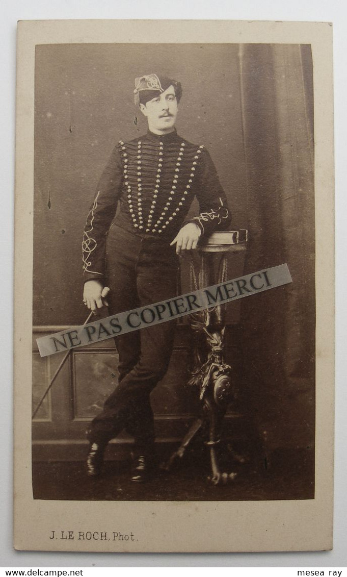 Photo CDV 19 Eme Militaire J LE ROCH Photographe De L'Ecole Imperiale De Cavalerie SAUMUR Lot Dragon Lancier Cuirassier - Guerra, Militari