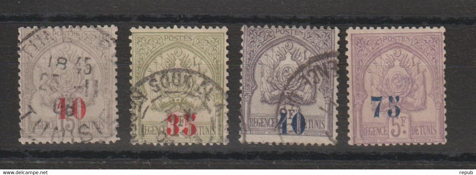 Tunisie 1906 Surchargé 42-45, 4 Val Oblit Used Sauf 45 Neuf Sans Gomme - Usados