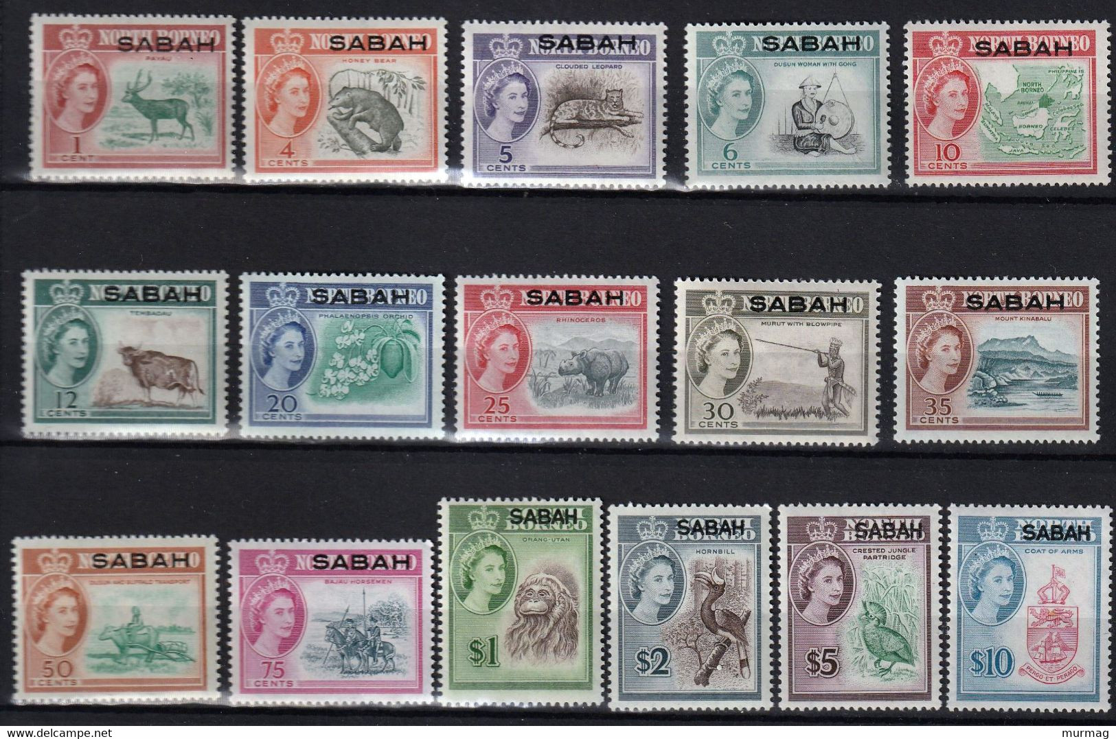 SABAH - Reine Elizabeth, Sujets Divers  - 1964-1965 - Tb De North Borneo Surchargés - MNH - Sabah