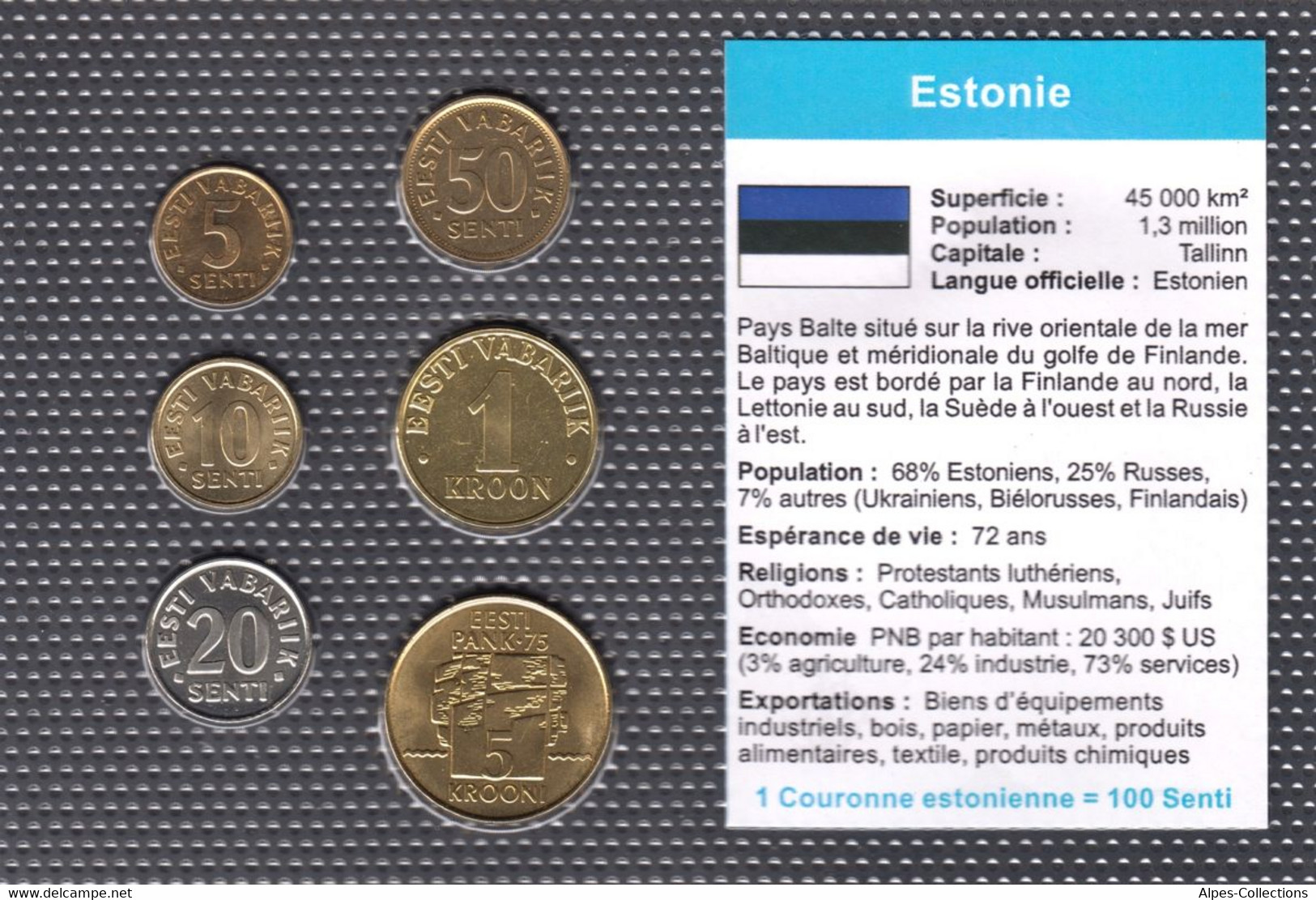 ESTX02 - ESTONIE - SERIE MONNAIES - 6 Pièces : 5 Senti à 5 Krooni - Estonia