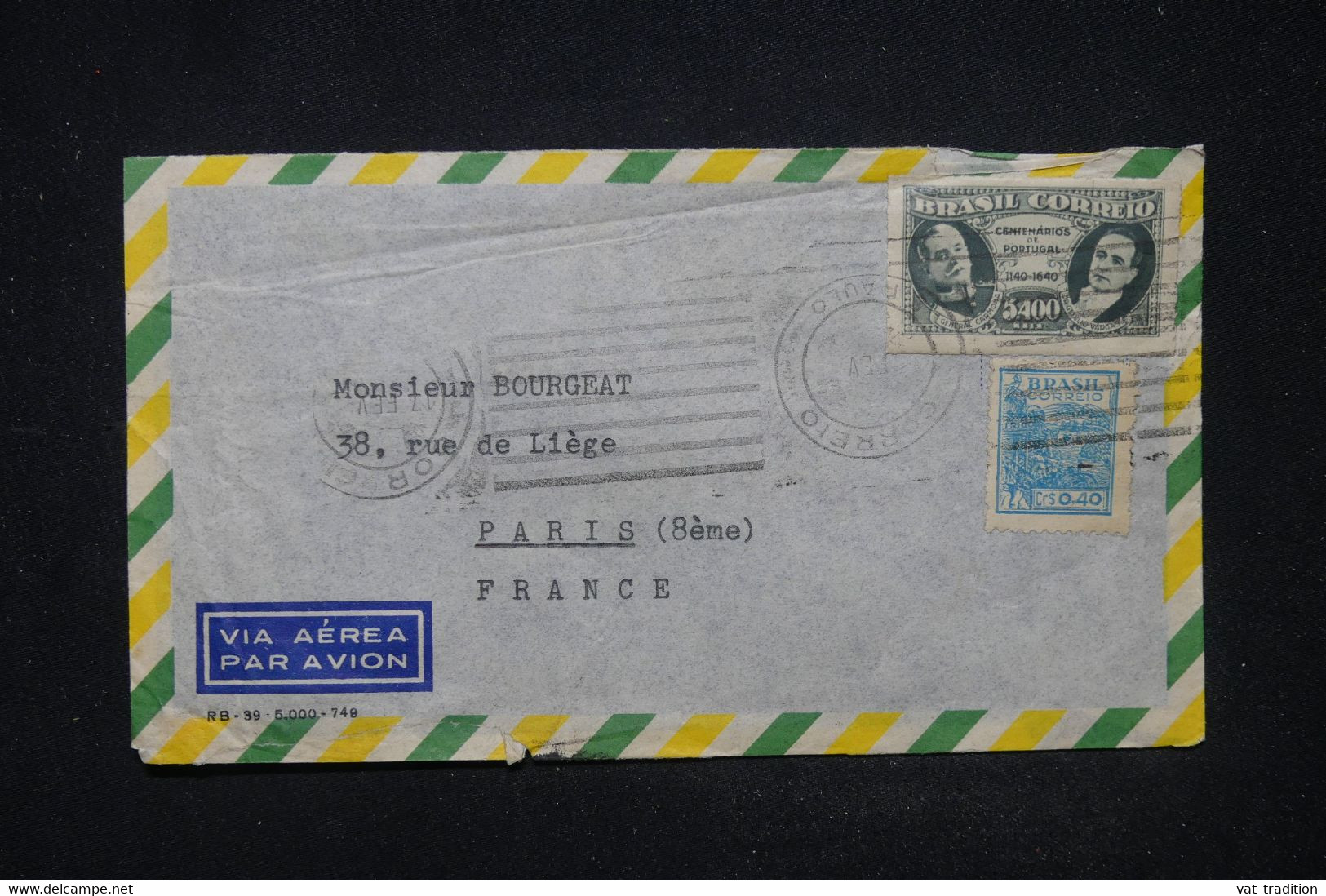 BRESIL -  Enveloppe De Sao Paulo  Pour La France  - L 119463 - Storia Postale