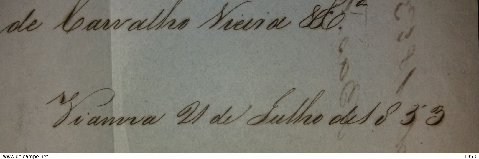 D.MARIA II - CARTA FRANCA A MANUSCRITO - 1º MÊS DE CIRCULAÇÂO (21JULHO 853) - Briefe U. Dokumente