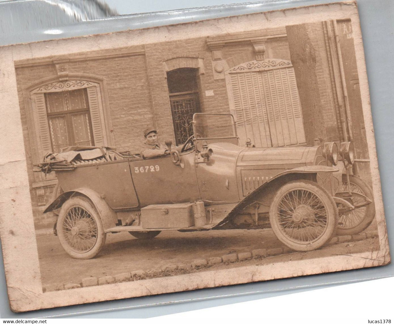 61 / DEPART ARRAS 1917 / TRES BELLE CARTE PHOTO / SOLDAT ET VOITURE / 5 EME GENIE 27 EME COMPAGNIE - Arras