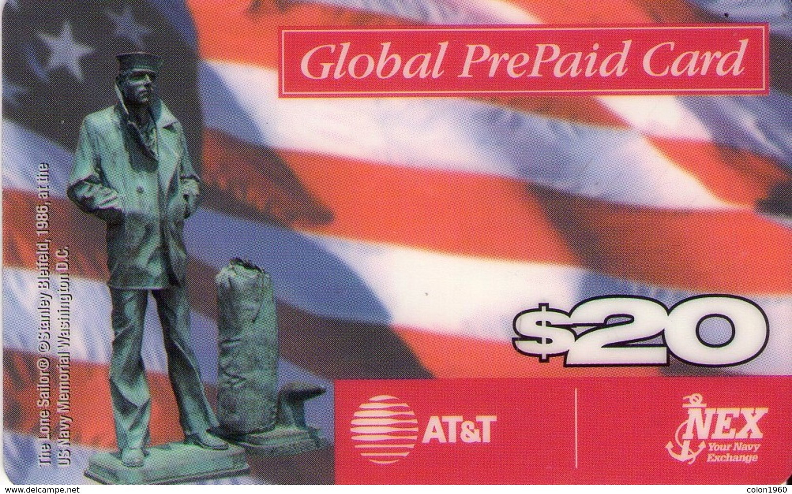 ESTADOS UNIDOS. Navy Exchange: The Lone Sailor & Flag (US Navy Memorial) SAM. 1996. US-SKU-18157_B2(393). MILITARY CARD. - Armada