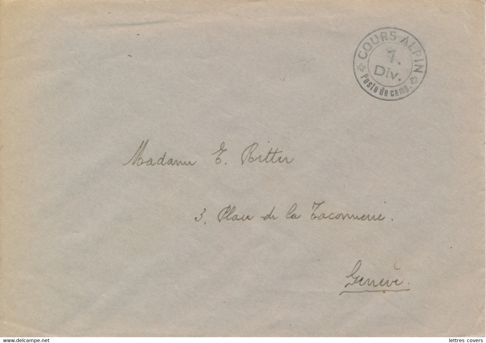 Cachet " COURS ALPIN POSTE DE CAMPAGNE  " Sur Lettre Franchise - Postmarks