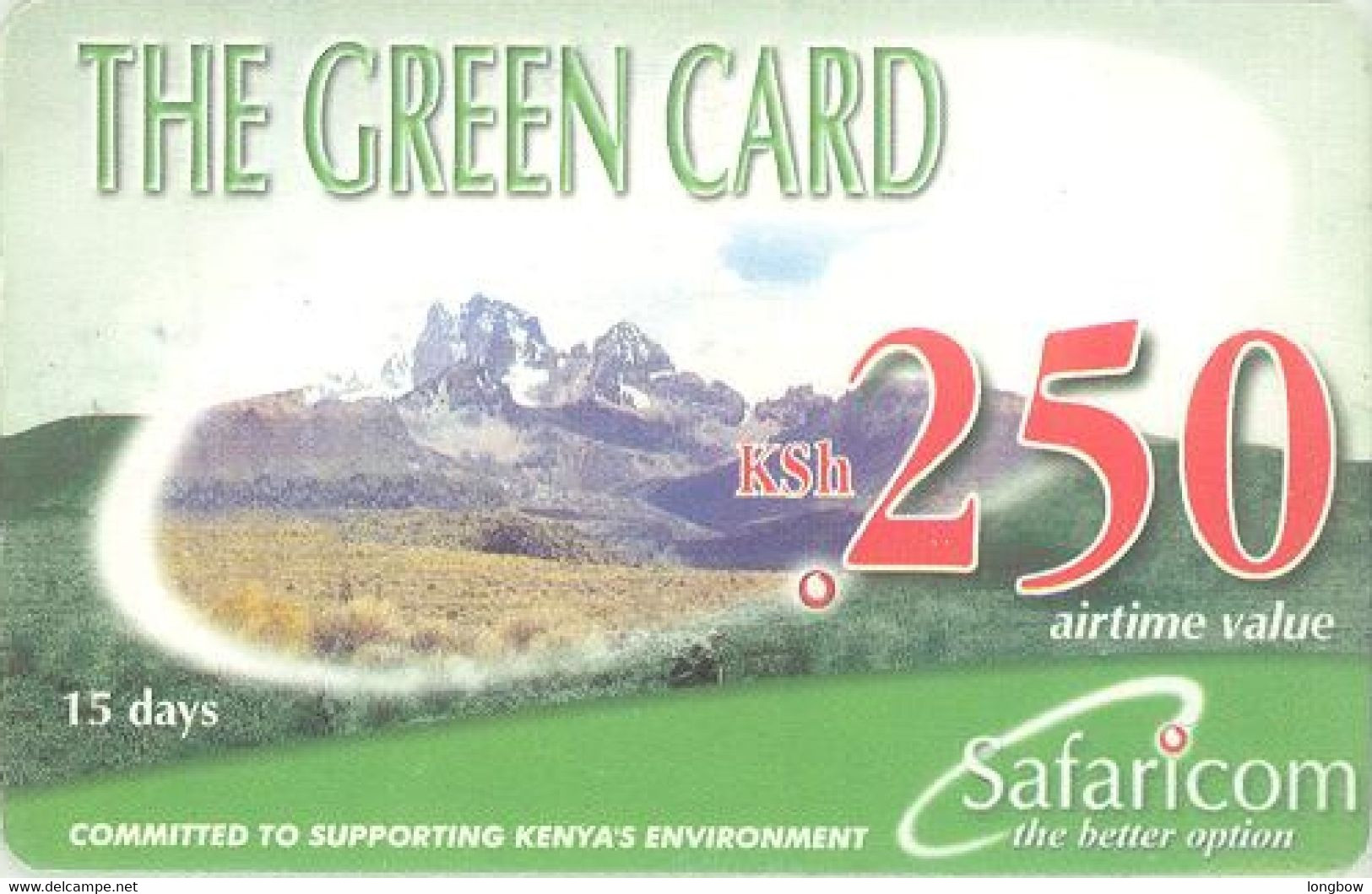 Kenya Safaricom The Green Card 250 KSh-exp.31-12-2003 - Kenia