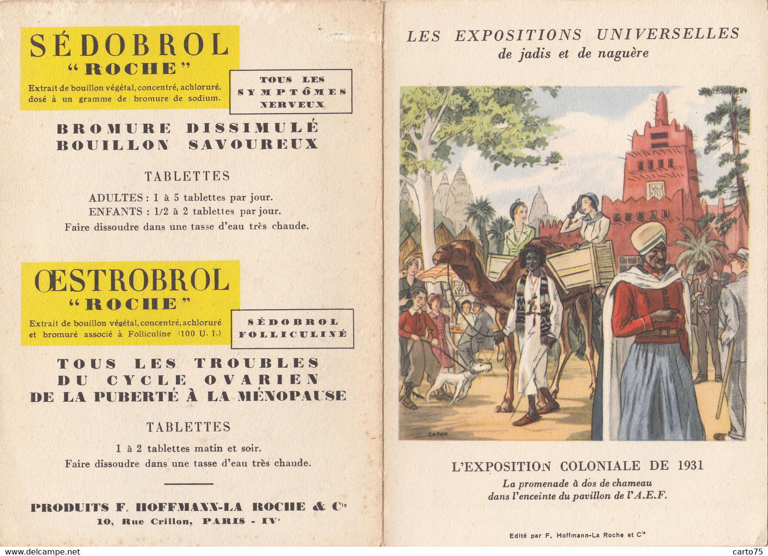 Exposition Universelle Coloniale De 1931 - Carte 2 Volets - Edition Hoffmann-La Roche - Expositions