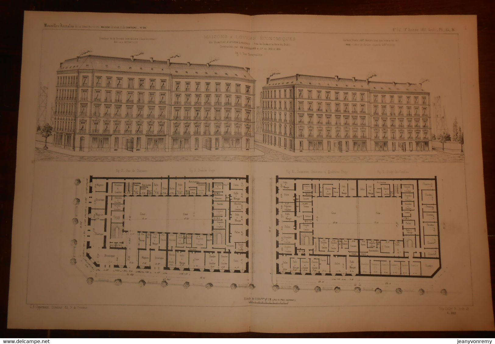 Plan De Maisons à Loyers économiques Du Quartier D'Atocha à Madrid.1867. - Travaux Publics