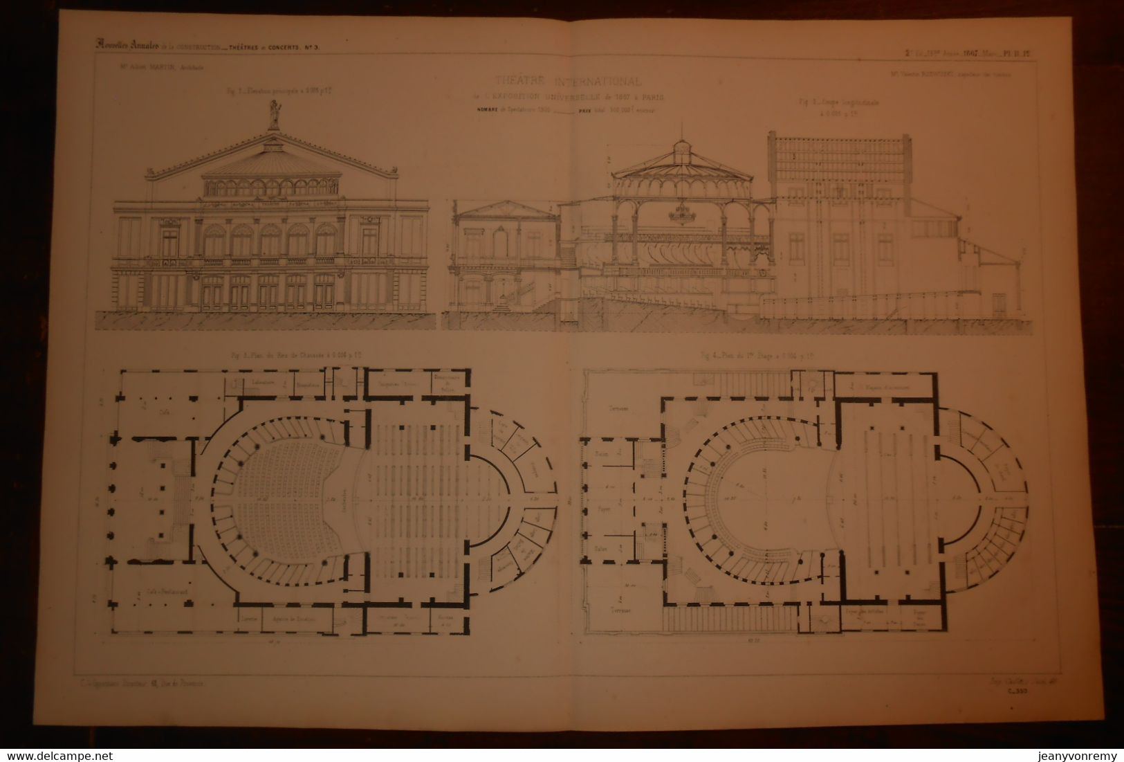 Plan Du Théâtre International De L'Exposition Universelle De 1867 à Paris.1867. - Travaux Publics