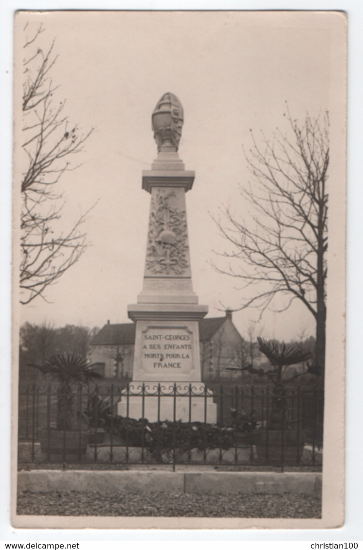 CARTE PHOTO DE SAINT GEORGES SUR BAULCHE : LE MONUMENT AUX MORTS -z 2 SCANS Z- - Saint Georges Sur Baulche