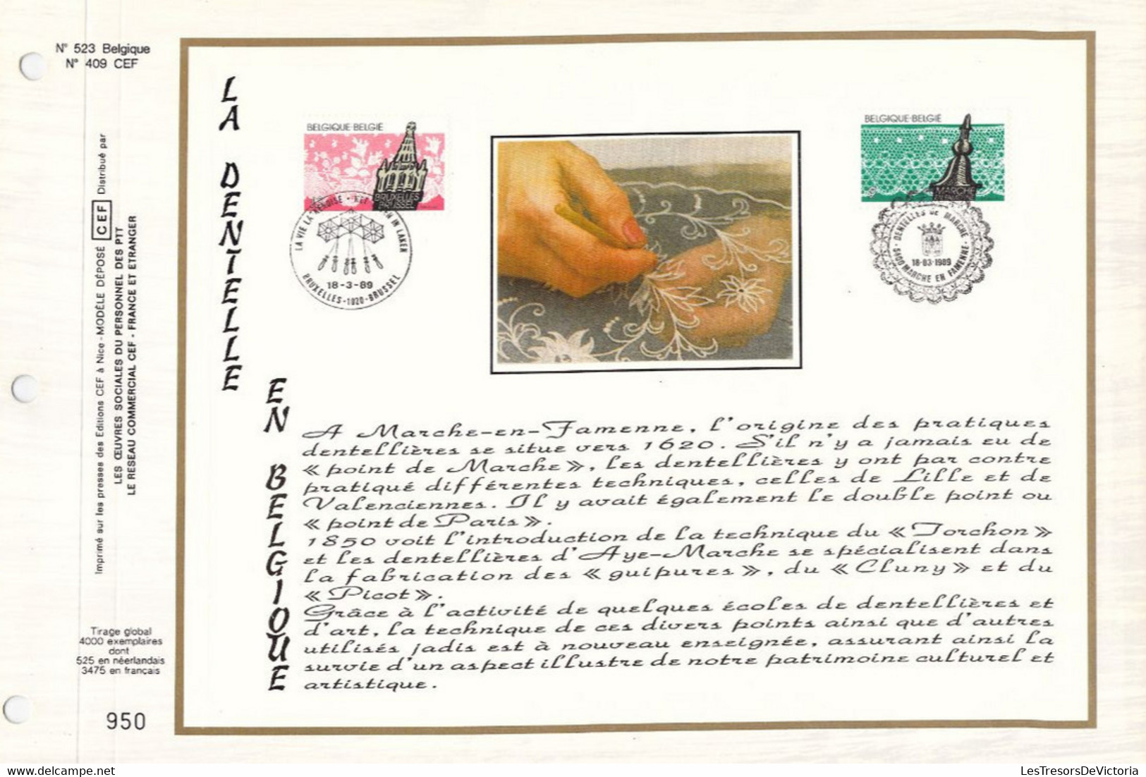 CEF 1989 - FDC 1er Jour - La Dentelle - Lot De Deux CEF N°408 Et 409 - 1981-1990