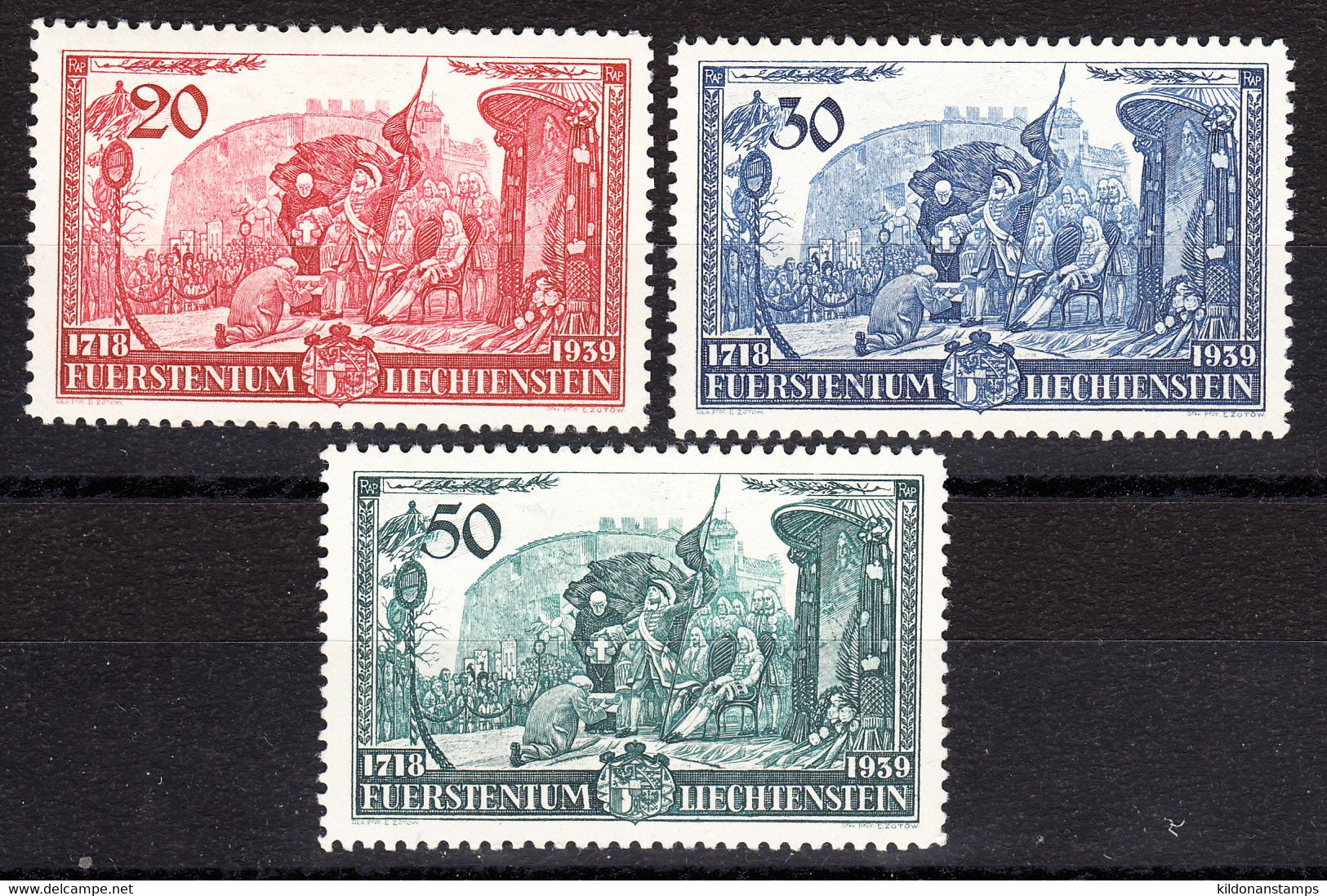 Liechtenstein 1939, Mint Mounted, Sc# , SG ,Yt 155-157 - Ongebruikt
