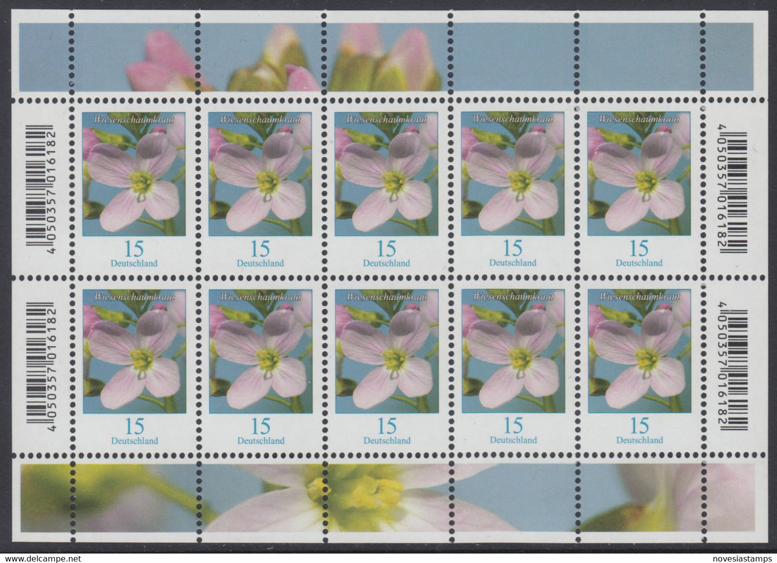 !a! GERMANY 2018 Mi. 3424 MNH SHEET(10) - Flowers: Cuckoo Flower - 2011-2020