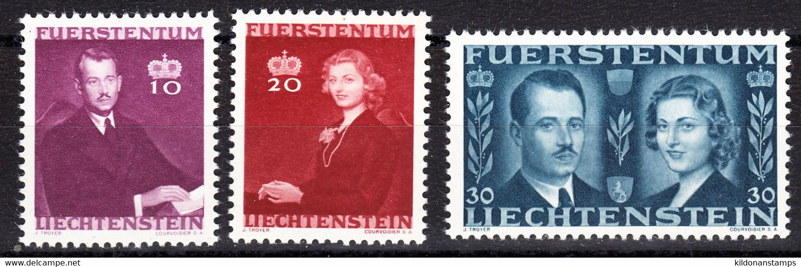 Liechtenstein 1943, Mint No Hinge, Sc# , SG ,Yt 186-188 - Nuevos