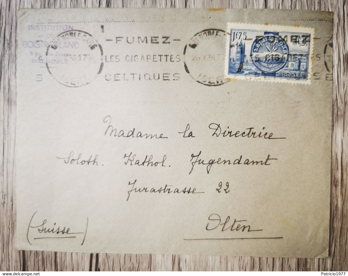 E36 Enveloppe  + Timbre France 1938 - Lettres & Documents