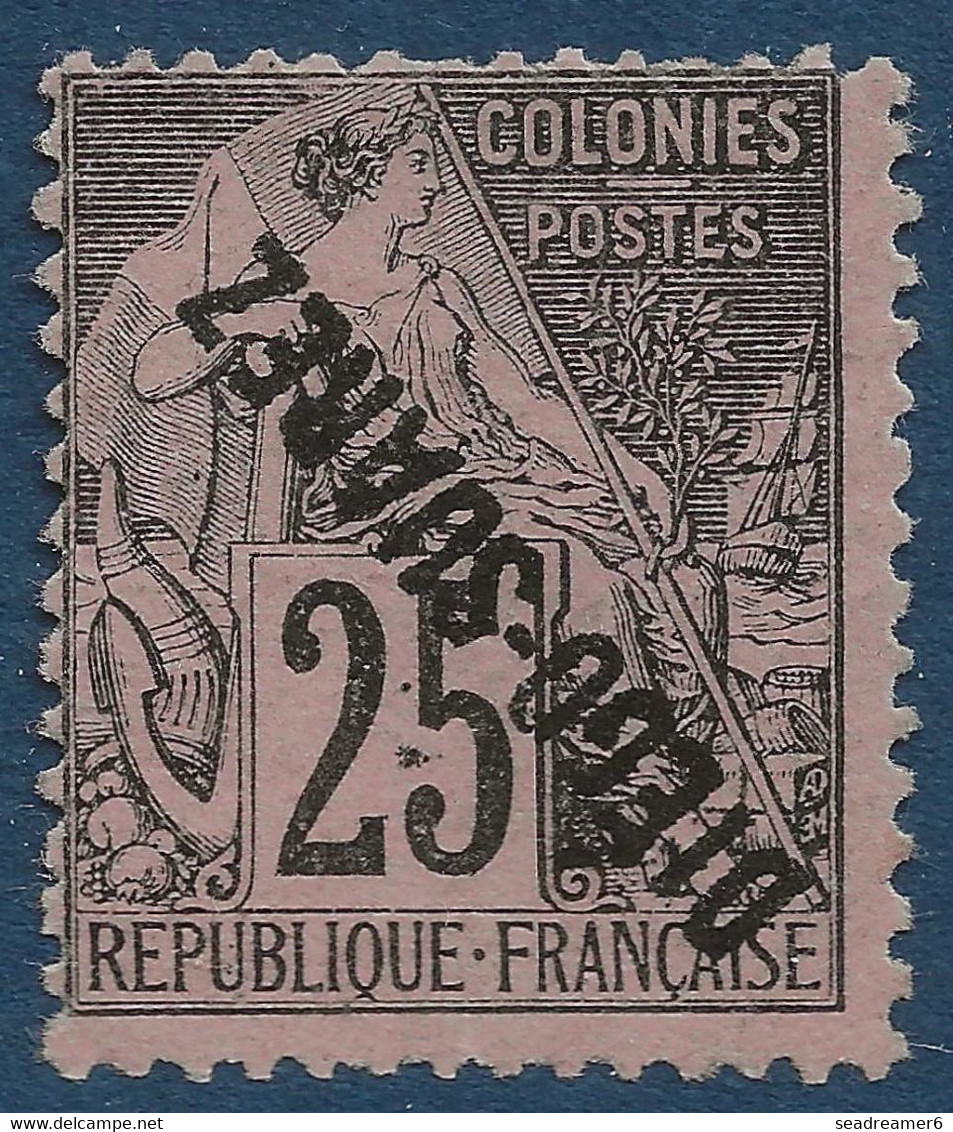 France Colonies Diego SUAREZ N°20a (  ) 25c Noir Sur Rose Variété Surcharge Renversée TTB Signé SCHELLER - Ongebruikt