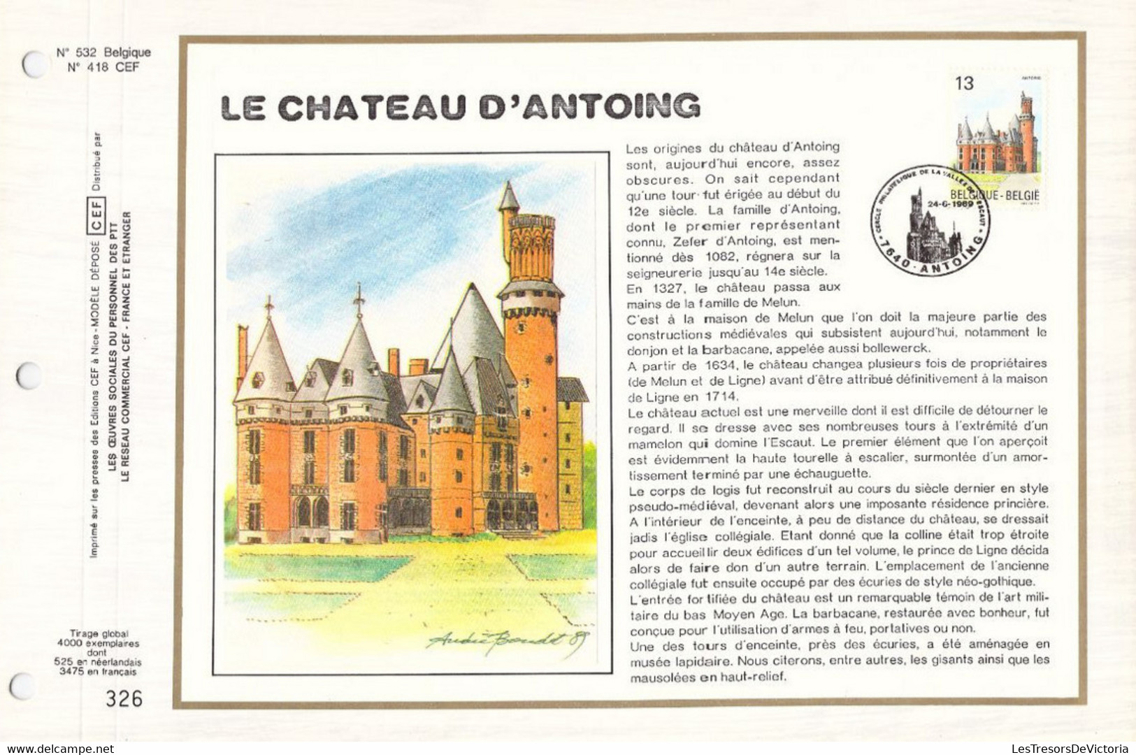 CEF 1989 - FDC 1er Jour - Le Chateau D'Antoing -  CEF N°418 - - 1981-1990