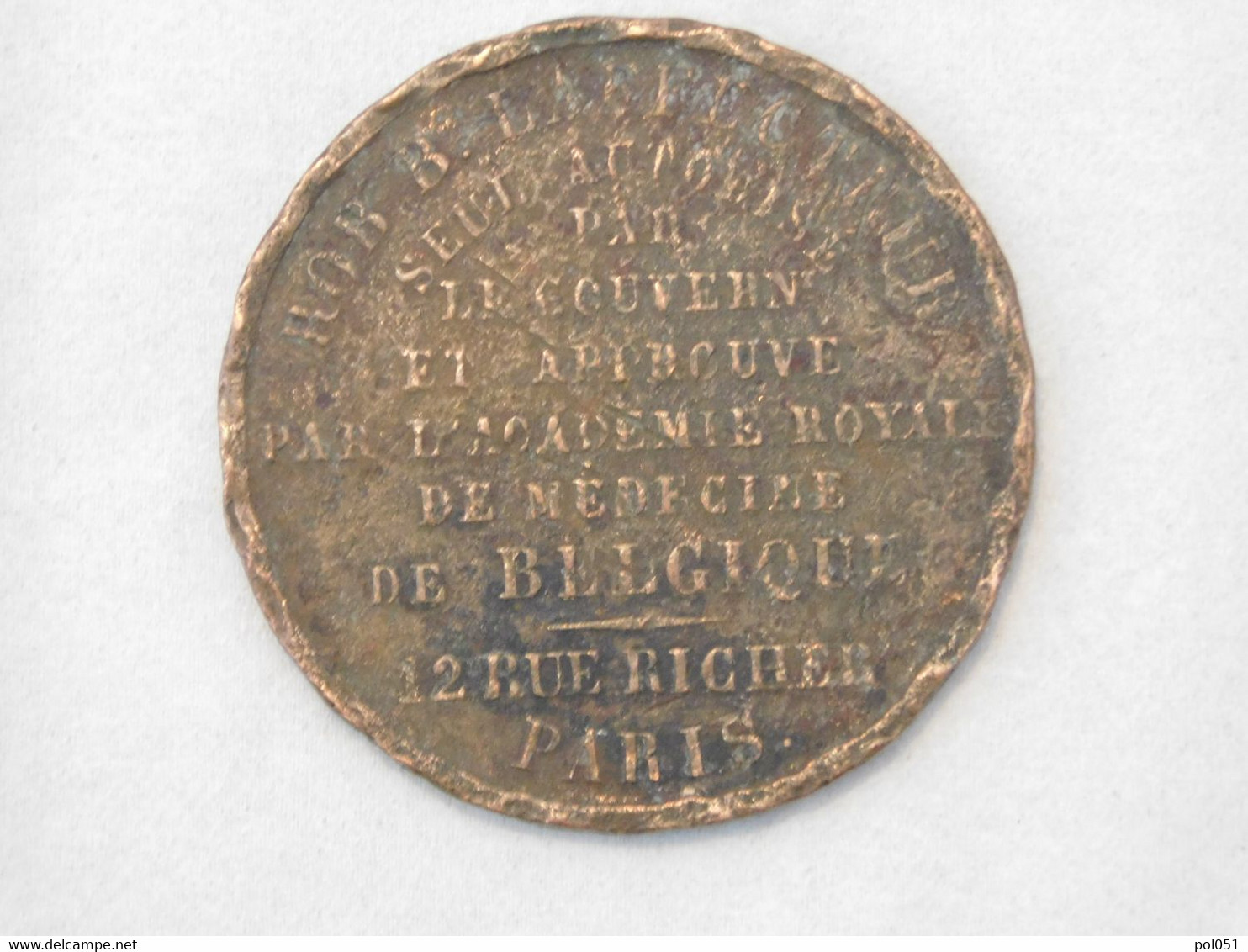 Jeton ROB B LAFFECTEUR ACADEMIE ROYALE DE MEDECINE DE BELGIQUE 12 Rue Richer Paris - Brothel Tokens