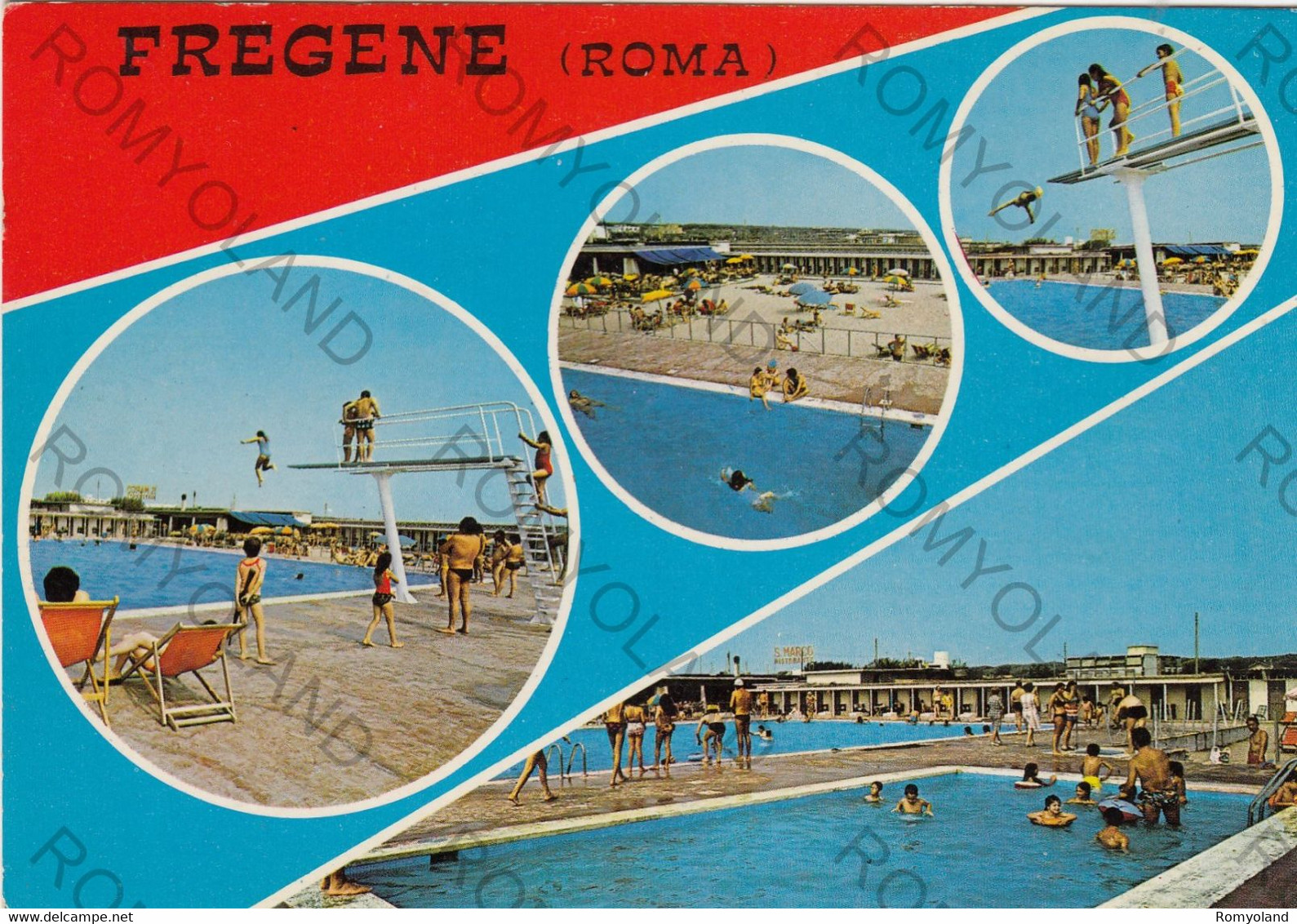 CARTOLINA  FREGENE,FIUMICINO,ROMA,LAZIO,STABILIMENTO BALNEARE RISTORANTE BAR "S.MARCO",MARE,ESTATE,VIAGGIATA - Fiumicino