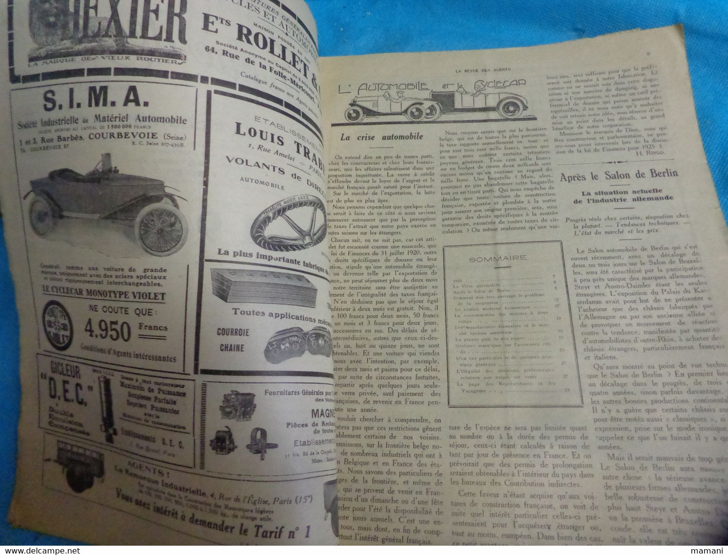 la revue des agents 10 janvier 1925-cycle motocyclryyr-automobile et des industries s'y rattachant-stop fire extincteur
