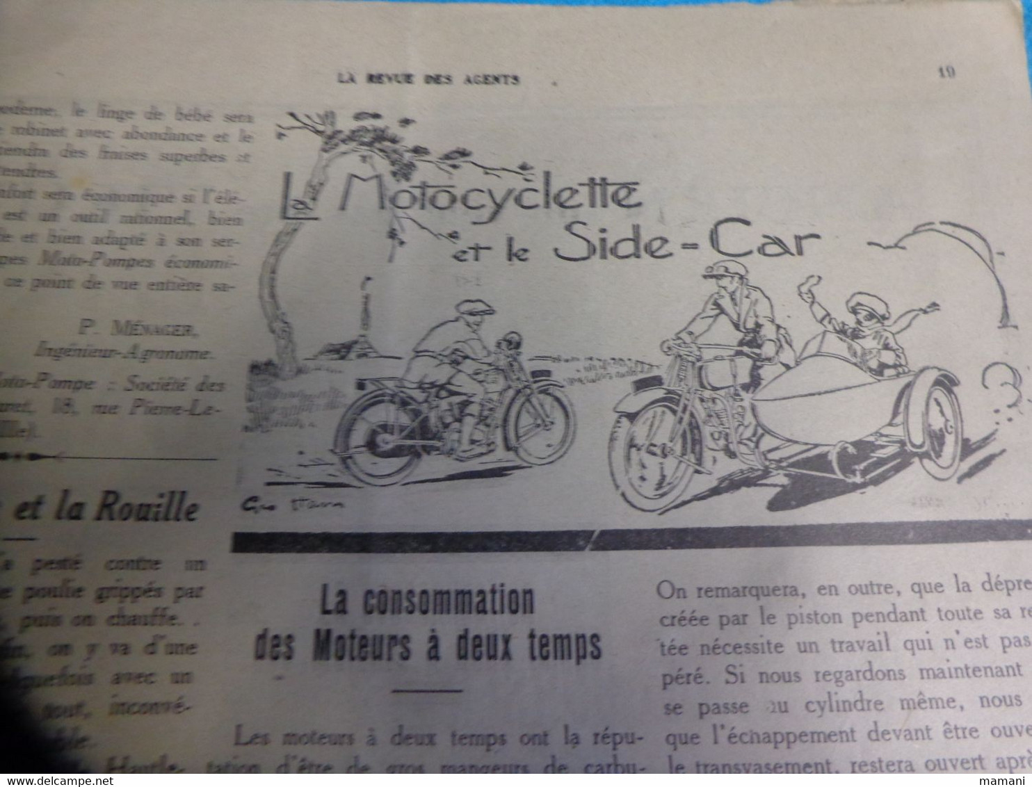 la revue des agents 10 janvier 1925-cycle motocyclryyr-automobile et des industries s'y rattachant-stop fire extincteur