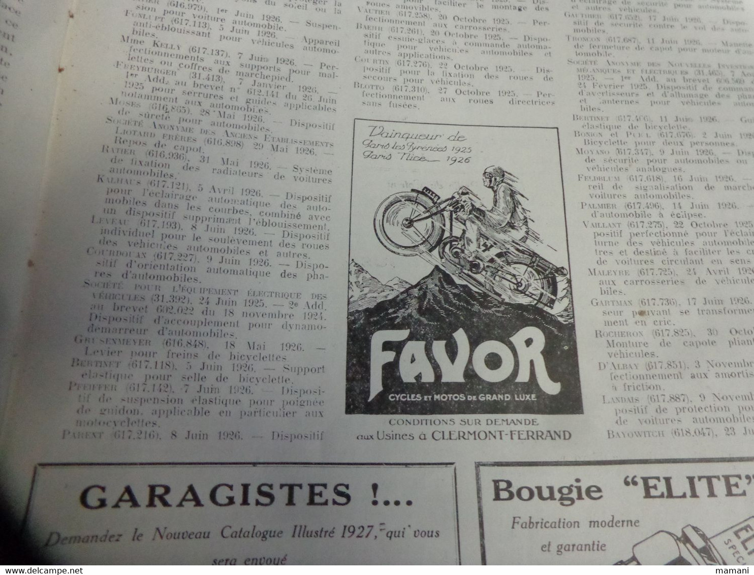 garage revue janvier 1927-huile spidoleine etc...