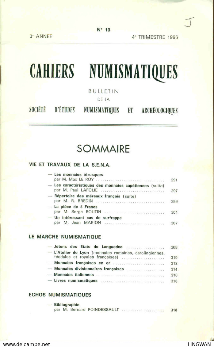 Cahiers Numismatiques .Bulletin De La Société D'etudes Numismatiques Et Archéologiques . No 10 - Books & Software